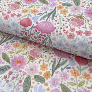 Dvojitá gázovina/mušelín Flowers pink dream digital print