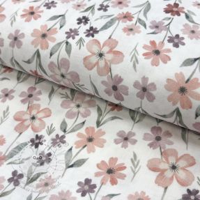 Dvojitá gázovina/mušelín Flowers Jana digital print