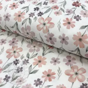 Dvojitá gázovina/mušelín Flowers Jana digital print