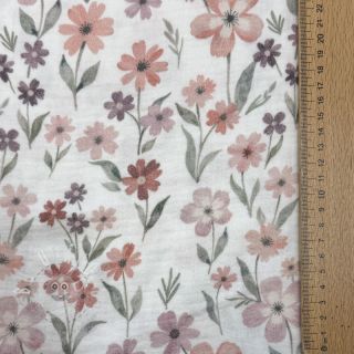 Dvojitá gázovina/mušelín Flowers Jana digital print