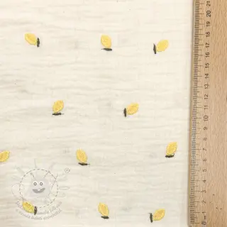 Dvojitá gázovina/mušelín EMBROIDERY Fruit yellow SIMPLY NATURAL