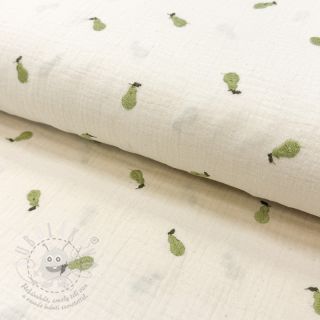 Dvojitá gázovina/mušelín EMBROIDERY Fruit green SIMPLY NATURALL