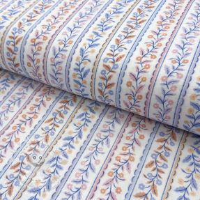 Dvojitá gázovina/mušelín Leaves in stripes digital print ORGANIC