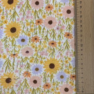 Dvojitá gázovina/mušelín Flowers Hot summer digital print