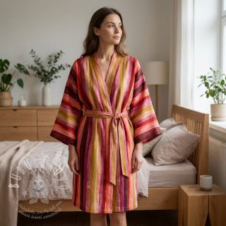 Viskóza RADIANCE Stripes burgundy digital print