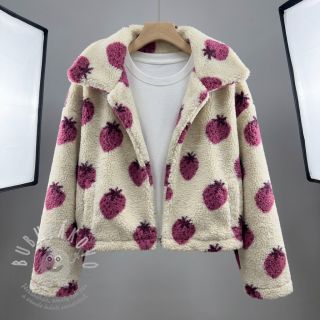 Kabátovina TEDDY JACQUARD Strawberries