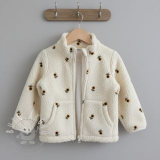 Kabátovina TEDDY JACQUARD EMBROIDERY Sunflower