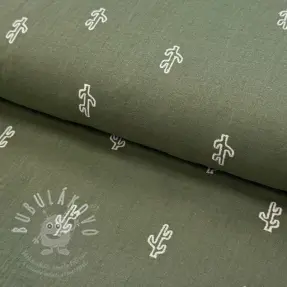 Dvojitá gázovina/mušelín EMBROIDERY Cactus green