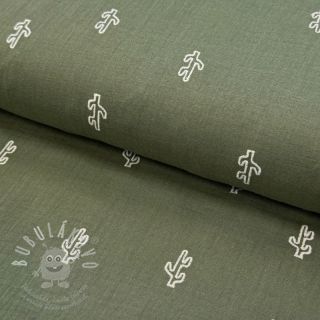 Dvojitá gázovina/mušelín EMBROIDERY Cactus green