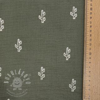Dvojitá gázovina/mušelín EMBROIDERY Cactus green