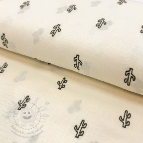 Dvojitá gázovina/mušelín EMBROIDERY Cactus natural