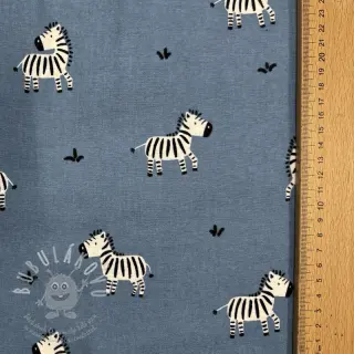 Bavlněná látka FLANNEL Zebras blue