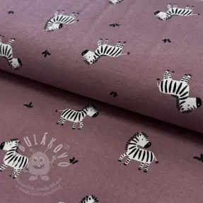 Bavlněná látka FLANNEL Zebras mauve
