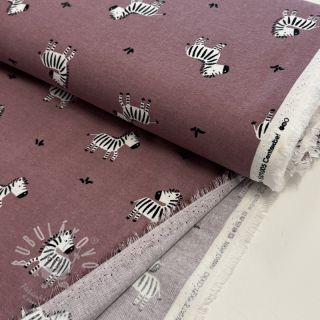 Bavlněná látka FLANNEL Zebras mauve