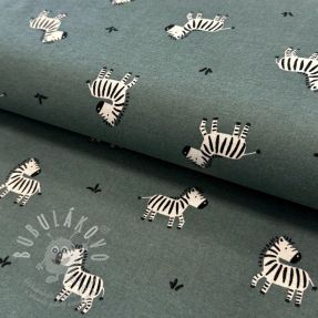Bavlněná látka FLANNEL Zebras green