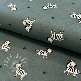 Bavlněná látka FLANNEL Zebras green