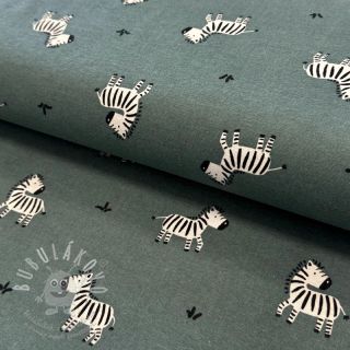 Bavlněná látka FLANNEL Zebras green