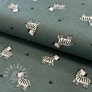 Bavlněná látka FLANNEL Zebras green