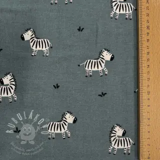 Bavlněná látka FLANNEL Zebras green