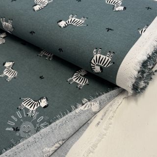 Bavlněná látka FLANNEL Zebras green