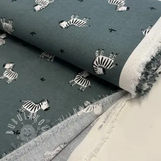 Bavlněná látka FLANNEL Zebras green