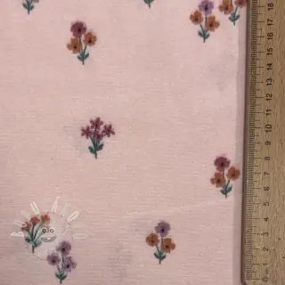 Bavlněná látka FLANNEL Flowers light pink