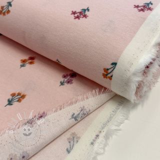 Bavlněná látka FLANNEL Flowers light pink