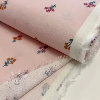 Bavlněná látka FLANNEL Flowers light pink