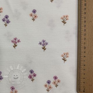 Bavlněná látka FLANNEL Flowers white