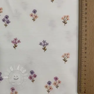 Bavlněná látka FLANNEL Flowers white