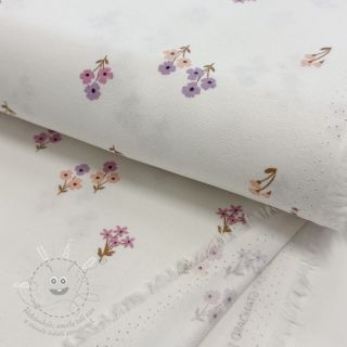 Bavlněná látka FLANNEL Flowers white