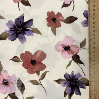Bavlněná látka VISCOSE Flowers offwhite digital print