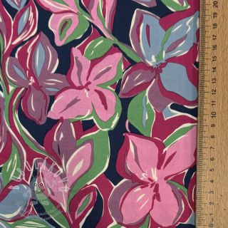 Bavlněná látka VISCOSE Flowers green