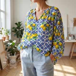 Bavlněná látka VISCOSE Lemons digital print