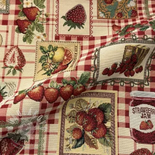 Dekorační látka GOBELIN premium Strawberry Jam Check