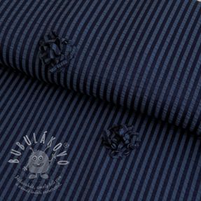 Viskóza YARN DYED Stripes and flowers navy