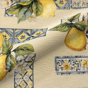 Dekorační látka GOBELIN premium Citrus Lemon Azulejos