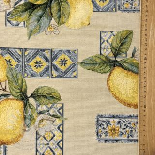 Dekorační látka GOBELIN premium Citrus Lemon Azulejos