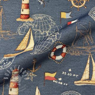 Dekorační látka GOBELIN premium Coast Lighthouse Sea