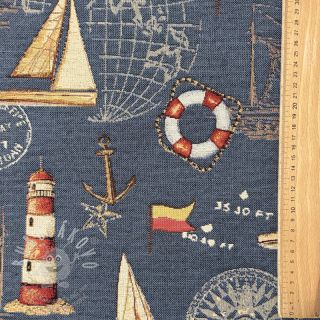 Dekorační látka GOBELIN premium Coast Lighthouse Sea