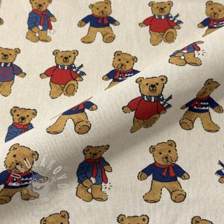 Dekorační látka Linenlook Teddy Bear Cosy digital print