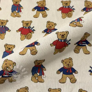 Dekorační látka Linenlook Teddy Bear Cosy digital print
