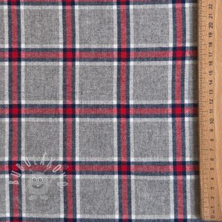 Bavlněná látka YARN DYED BRUSHED Check Dara grey