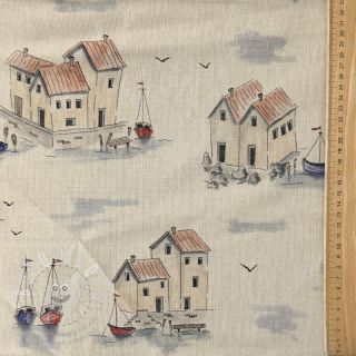 Dekorační látka Linenlook Seaside House View digital print