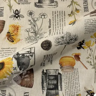 Dekorační látka Linenlook Bee Honey Recipe digital print