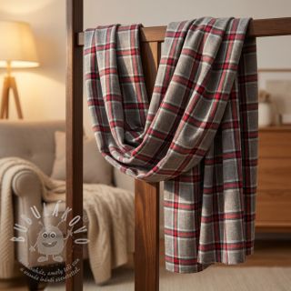 Bavlněná látka YARN DYED BRUSHED Check Dara grey