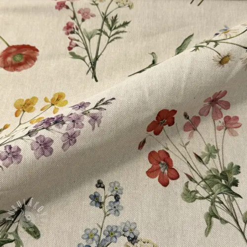 Levně Dekorační látka Linenlook Delicate Floral Field digital print