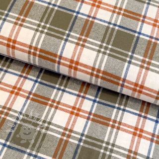 Bavlněná látka YARN DYED BRUSHED Check Mia olive