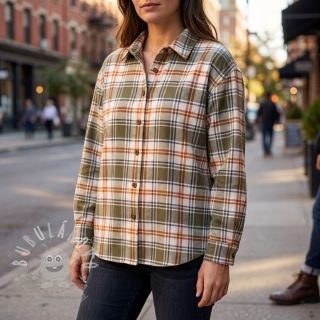 Bavlněná látka YARN DYED BRUSHED Check Mia olive