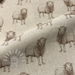 Dekorační látka Linenlook Pen Drawing Sheep digital print